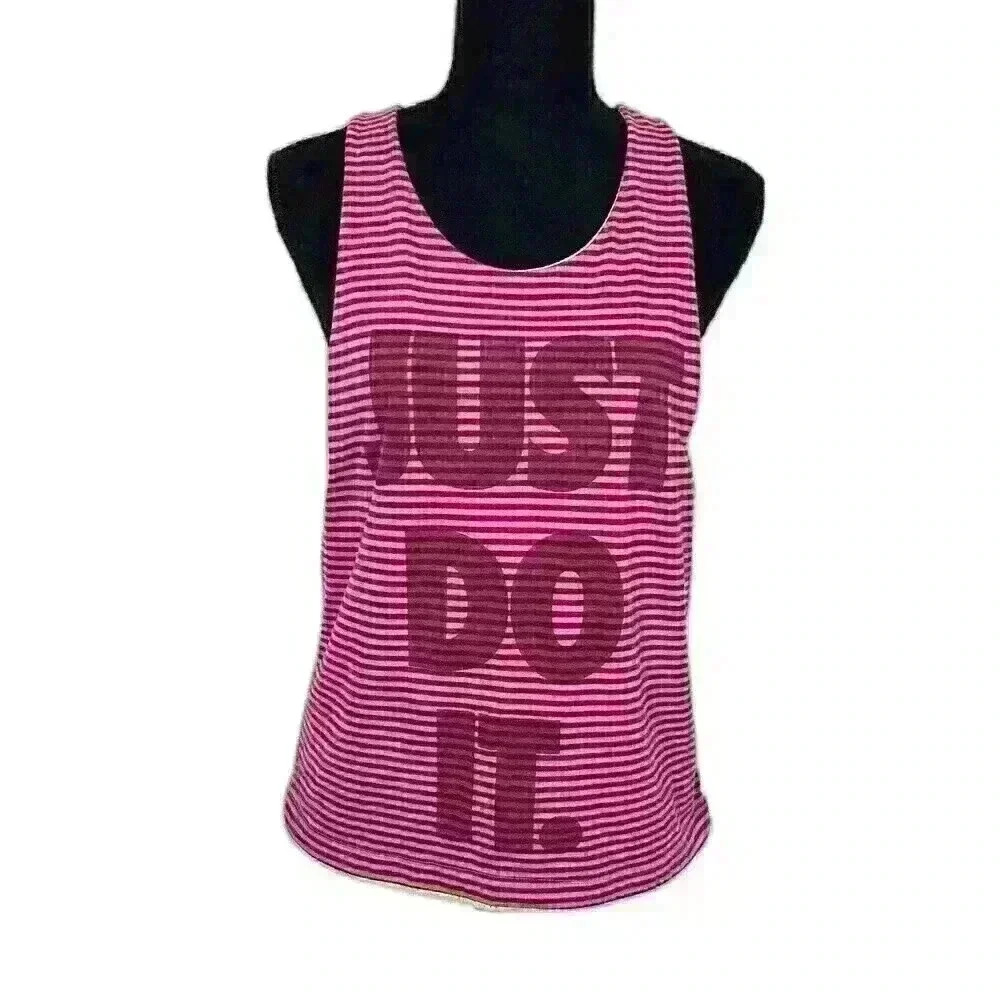 Nike Pink Striped "Just Do It" Tank Top
